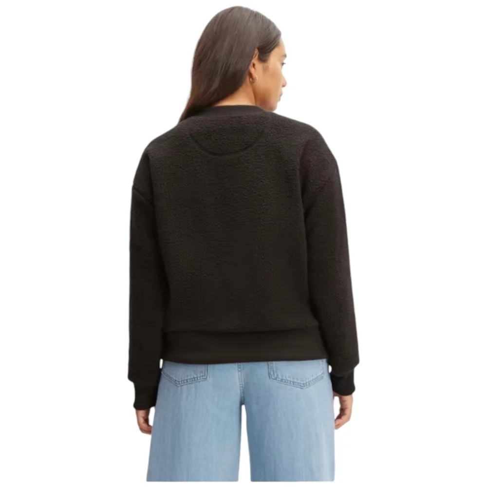 Everlane Womens The ReNew Fleece Oversized Crew Sweatshirt Black XS